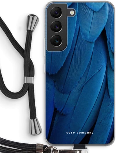 Case Company® - Hoesje met koord geschikt voor Samsung Galaxy S22 hoesje met Koord - Pauw - Telefoonhoesje met Zwart Koord - Bescherming aan alle Kanten en Over de Schermrand