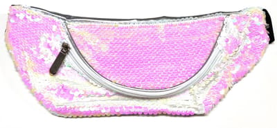 Buiktasje - Heuptasje - Pailletten - Groot - Afmeting: 30 x 11,5 x 8 cm. Parelmoer Rose