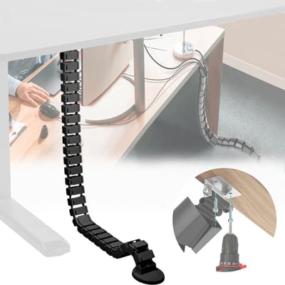 Kabelslang - Kabelhoes - Kabelorganizer - TENZHVXI® - Diameter 6,8 mm, lengte 1 m - Eenvoudig te installeren, flexibel, ruimtebesparend - Geschikt voor thuis en op kantoor - ABS - Zwart