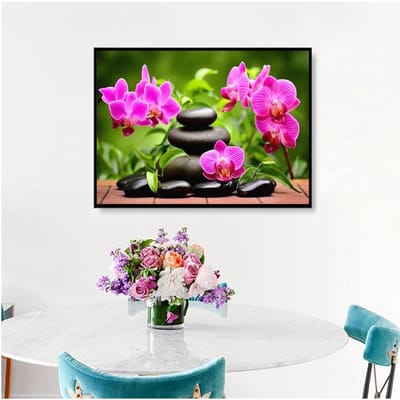 5D Doe-het-zelf Diamantschilderij Bloem Volledig Rond Strass Afbeelding Borduurwerk Verkoop Diamant 20X30 black