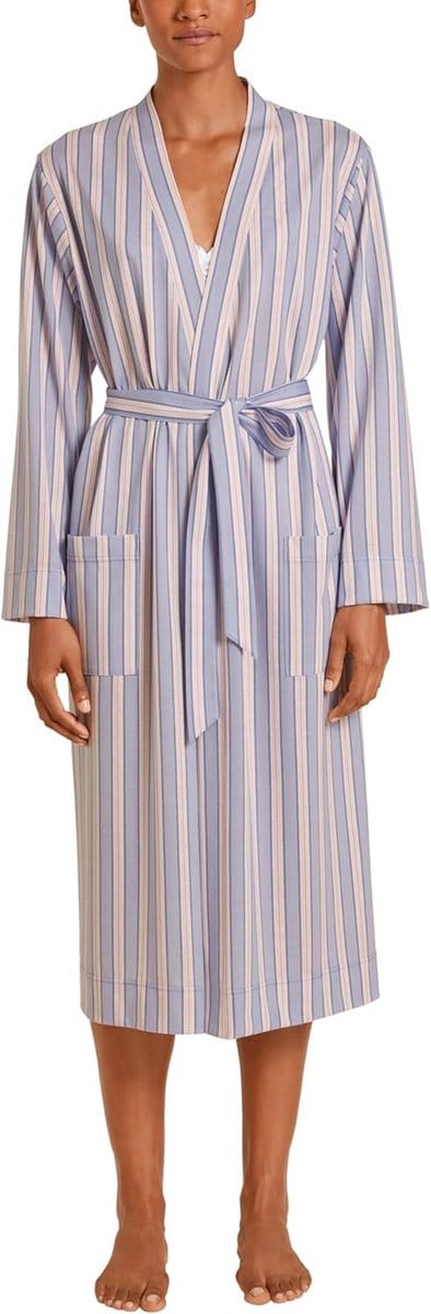 Dames Kimono Zacht Katoen Badjas Lichteochtendjas Provence Blauw