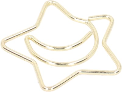 Gouden metalen paperclips in ster- en maanvorm, roestbestendig, 100 stuks in opbergdoos voor databeheer en organisatie