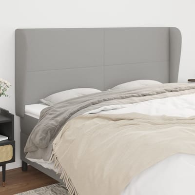 vidaXL - Hoofdbord - met - randen - 163x23x118/128 - cm - stof - lichtgrijs