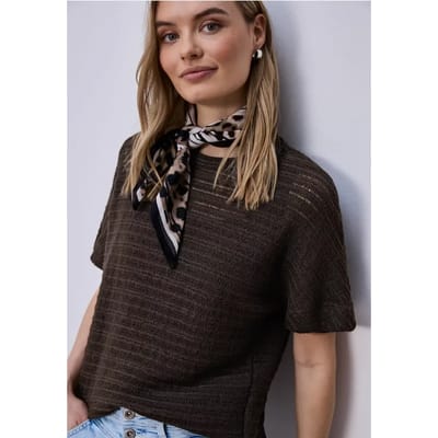 Shirt met ronde hals en structuur
