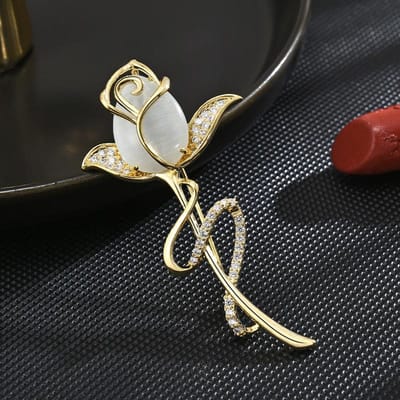 Dames Licht Luxe Design Elegante Roos Broche Modieus En Veelzijdig Niche Design Gevoel Bloem Broche Dagelijkse Accessoires gray