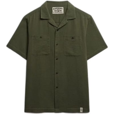 Superdry The Merchant Store - Gestructureerd Overhemd met Korte Mouwen Green Grootte: M