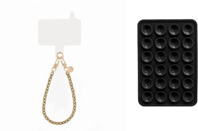 xoxo Wildhearts Telefoonkoord Dreamy kort + Telefoonsticker Stick On Me Square Zwart – geschikt voor alle telefoonhoesjes