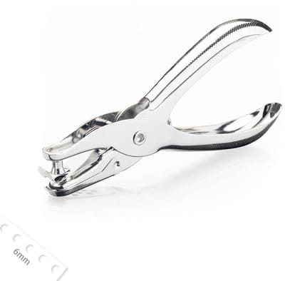 Handmatige perforator met één gat - Metaal - Gatdiameter 6 mm - Gebruiksvriendelijk - Draagbaar - Duurzaam - Roestbestendig - Geschikt voor knutselen, kaarten maken en scrapbooking - Zilver