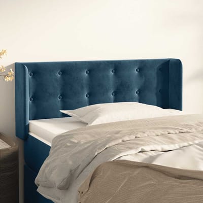 vidaXL - Hoofdbord - met - randen - 83x16x78/88 - cm - fluweel - donkerblauw
