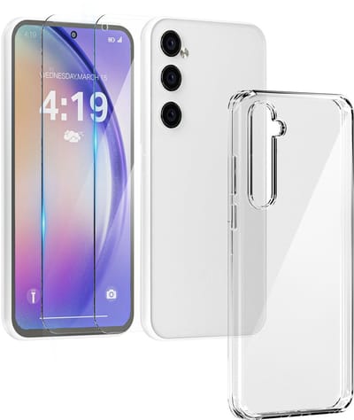 Hoesje geschikt voor Samsung A54 hoes case transparant - 2x screenprotector - beschermglas