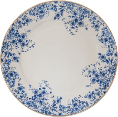 Clayre & Eef Ontbijtbord Ø 21 cm Blauw Porselein Bloemen