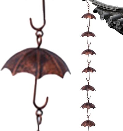 Regenketting 75 cm - Regenvanger ketting - Effectieve afwatering buiten - 8 decoratieve paraplubekers - 99 cm lang - Niet gespecificeerd