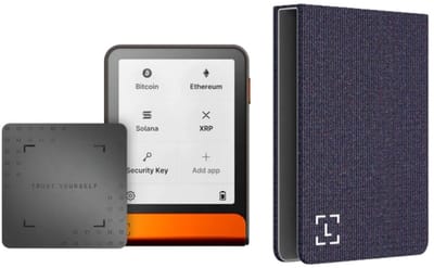 Ledger Flex Bitcoin Editie + Magnet Folio Party Aubergine - Voordeelbundel - Hardware Wallet set - Magnetische case