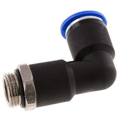 12mm x G3/8'' 90 graden L-verbinding Messing/PA 66 Insteekfitting Buitendraad Lange Behuizing Draaibaar NBR [2 Stuks]