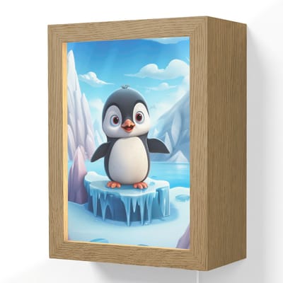 Wandlamp 15x20 cm - Oplaadbaar - Pinguïn - Meisjes - Pooldieren - Kinderen - Wandlampen binnen woonkamer - Slaapkamer lamp met kabel - Decoratieve nachtlamp - Vloerlamp snoer