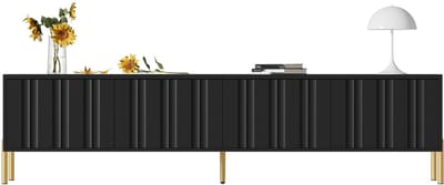 TV-meubel - 190x38x48 cm - Gouden Poten - Stijlvol Design met Grote Opslag - Hout - Zwart