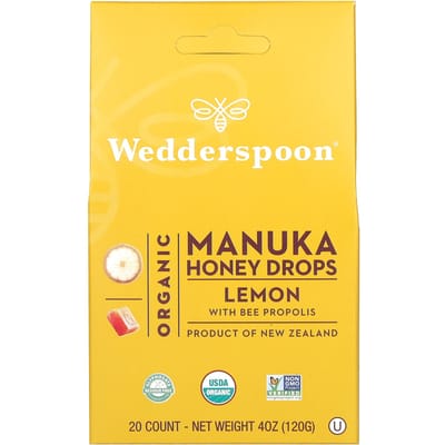 Biologische Manuka Honing Druppels, Citroen met Propolis, 20 Stuks, 120G (4 Oz)