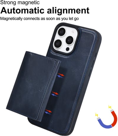 TUNIQ telefoonhoesje voor Apple iPhone 16 Pro Max - Afneembare pasjeshouder - Blauw