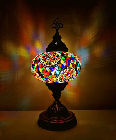Turkse lampen Handgemaakt tafellamp - multicolour - 1 stuk - hoogte 33 cm met mozaïek glas