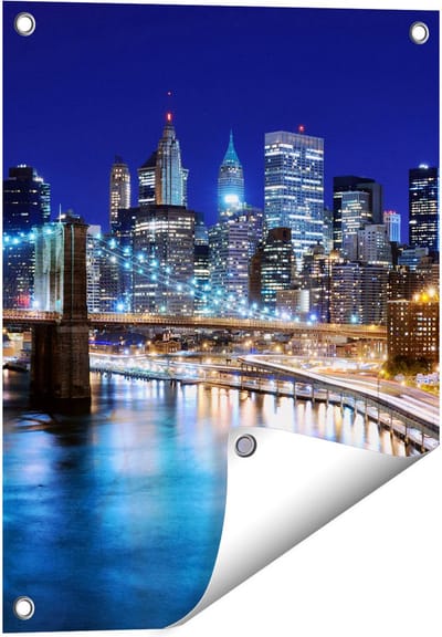 Gards Tuinposter Skyline New York in het Centrum - 40x50 cm - Tuindoek - Tuindecoratie - Wanddecoratie buiten - Tuinschilderij