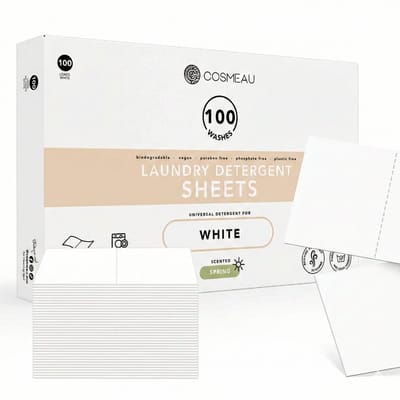 Cosmeau Witte Was Wasmiddel Wasstrips 100 Wasbeurten - Wasvellen - Wasdoekjes - Detergent Sheets - Biologisch Afbreekbaar