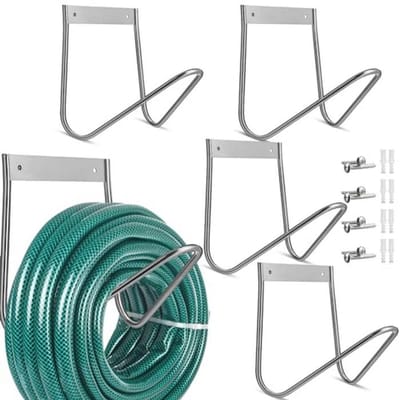 Tuinslanghouders roestvrij staal voor wandmontage - Zware belasting - 4 stuks