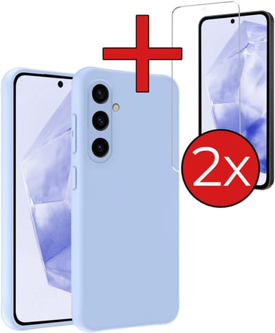 Hoesje - Met 2x Screenprotector - Geschikt voor Samsung Galaxy A36 - Sterk & Shockproof - Telefoon Hoes - Back Cover - Siliconen Case - Telefoonhoes - Lichtblauw