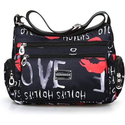 Landelijke stijl mode bloemen dames schoudertassen Europese en Amerikaanse stijl Vintage lichtgewicht ritsen Messenger Bags black