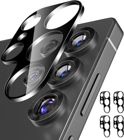 4-Pack Camera Lens Protector voor Samsung Galaxy S25 Ultra - 9H Gehard Glas, Krasbestendig en Case-vriendelijk, Geen Invloed op Flits en Nachtfotografie, Zwart