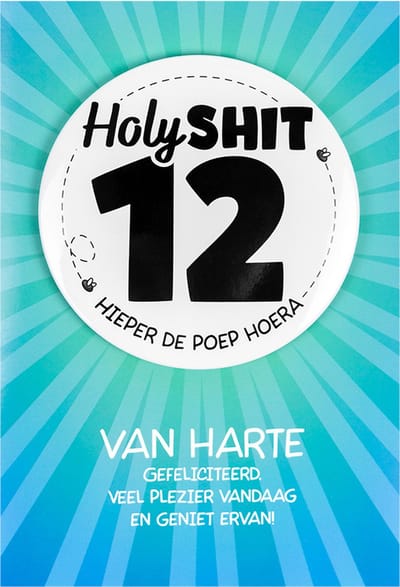 Shit wat een superleuke button | Wenskaart | 12 jaar