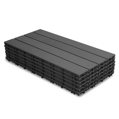 Terrastegels, houten tegels, balkontegels 30x60cm, WPC-tegels, waterfilterbaar, terrassen, tuin, antraciet, 42 stuks