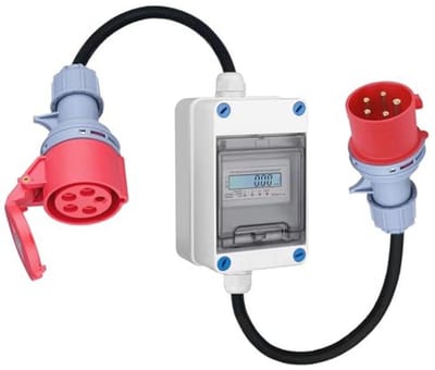Mobiele digitale stroommeter met 3 fasen en CEE-stekker voor caravans en campers
