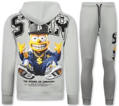 Simpsons Tweedelige Set - Heren Trainingspakken Volwassenen - Joggingpak Heren - Huispak Heren - 089 - Grijs