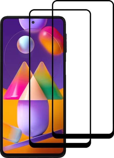 Smartphonica Screenprotector Geschikt voor Samsung Galaxy M31s - Full Cover Tempered Glass with Round Edge - Gehard glas met Afgeronde Hoeken - 2-Pack geschikt voor Samsung Galaxy M31s