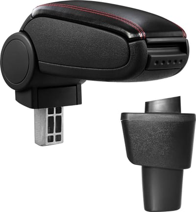 Armsteun Hyundai i10 vf 11-2013 kunstleer zwart rood stiksel