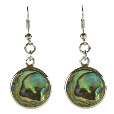 Parelmoeren oorbellen Abalone Shell Round - oorhangers - parelmoer - abaloon - multi color - sterling zilver (925) - rond - luxe sieraden zakje - oorbellen dames