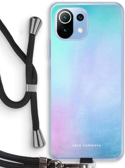 Case Company® - Hoesje met koord geschikt voor Xiaomi Mi 11 Lite hoesje met Koord - Mist pastel - Telefoonhoesje met Zwart Koord - Bescherming aan alle Kanten en Over de Schermrand