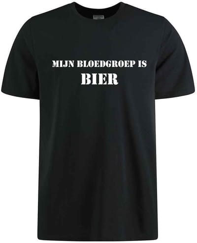 MIJN BLOEDGROEP IS BIER T-shirt - 100% Katoen - Maat 2XL - Classic Fit - Zwart
