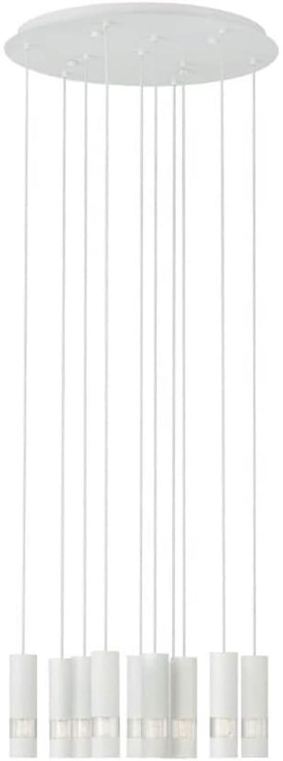 BERNABETA LED-hanglamp, modern, 10 lampen, wit, transparante elementen, warm wit licht voor woonkamer, eetkamer, incl. GU10-lampen, metaal, IP20