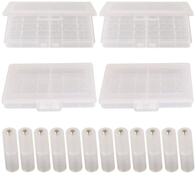 Dailygoody - Batterij opslag case - 4 stuks AA/AAA - Bescherming tegen stof en kortsluiting - Plastic batterijhouder - Inclusief adapters - Geschikt v..