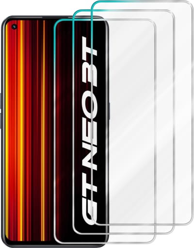 Cadorabo 3x Screenprotector geschikt voor Realme GT Neo 3T - Beschermende Pantser Film in - Getemperd (Tempered) Display beschermend glas in 9H hardheid met 3D Touch