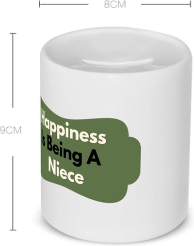 Akyol - happiness is being a niece Spaarpot - Nicht - de liefste nicht - verjaardag - cadeautje voor nicht - nicht artikelen - kado - geschenk - 350 ML inhoud