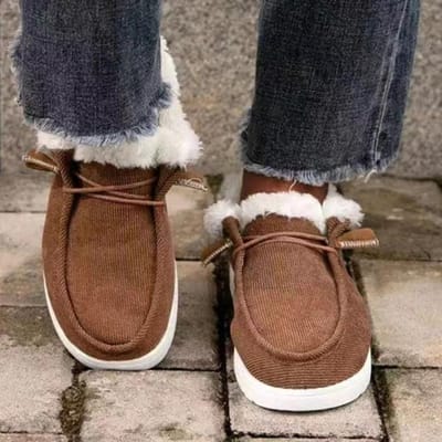 Dude Shoes Dames Wendy Comfortabele Platte Instappers Mujer Zapatillas Winter Warm Pluche Gevulkaniseerde Sneaker Bont Mocassins Loafers Dames 38 bruin