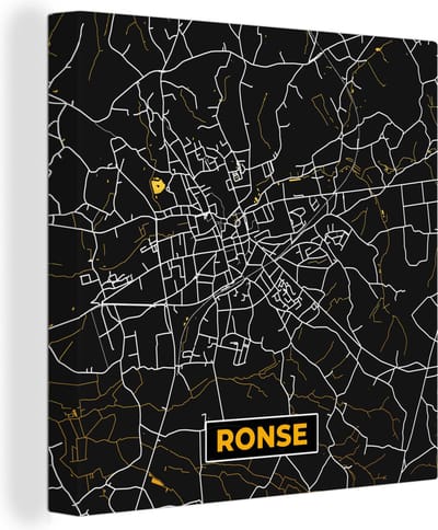 Canvas Schilderij Goud - Ronse - Plattegrond - Stadskaart - Kaart - 20x20 cm - Wanddecoratie