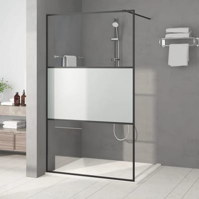 vidaXL - Inloopdouchewand - 115x195 - cm - halfmat - ESG-glas - zwart