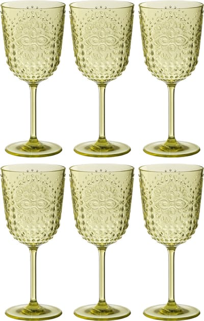 J-Line wijnglas - kunststof - groen - doos van 6