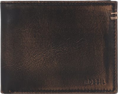 FOSSIL Portemonnee Wade Bifold With Flip ID Black Zwart