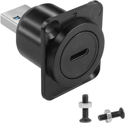 USB 3.0 naar USB C Paneelmontage Adapter Converter 5Gbps, Type C Connector, D-Panel/XLR Mount, Data Overdracht en Flush Socket