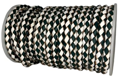 Gevlochten Leren Koord Rond, 5 m x 5 mm - Rond Gevlochten Lederen Koord, Voor Halskettingen, Armbanden, Sieraden, Knutselkralen en Veters (Donker Groen & Wit)