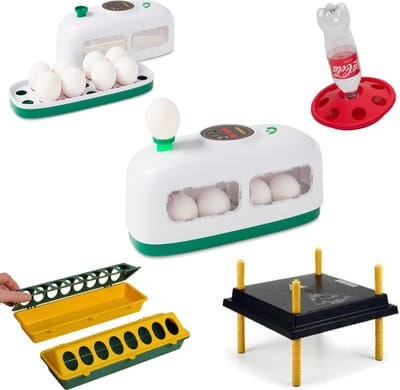 UniEgg™ Kuikenpakket Luxe Trein Broedmachine (Wit) voor eieren met ingebouwde schouwlamp | Warmteplaat tot 25 kuikens | Voerbak voor 500 gram voer | drinkbak tot 1 liter
